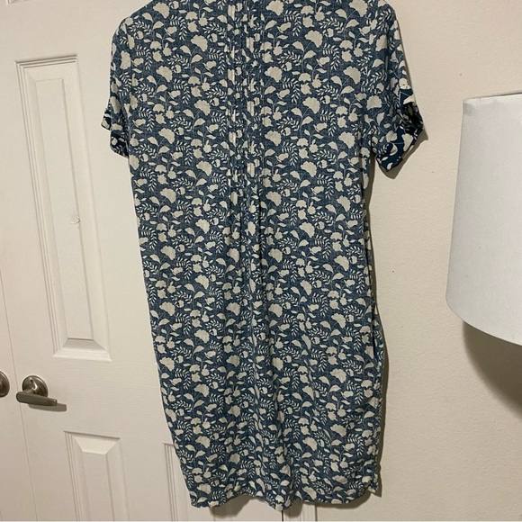 Faherty Gemina Dress Washed Floral Linen Pintuck Mini Pockets Short Sleeves S - Picture 9 of 15